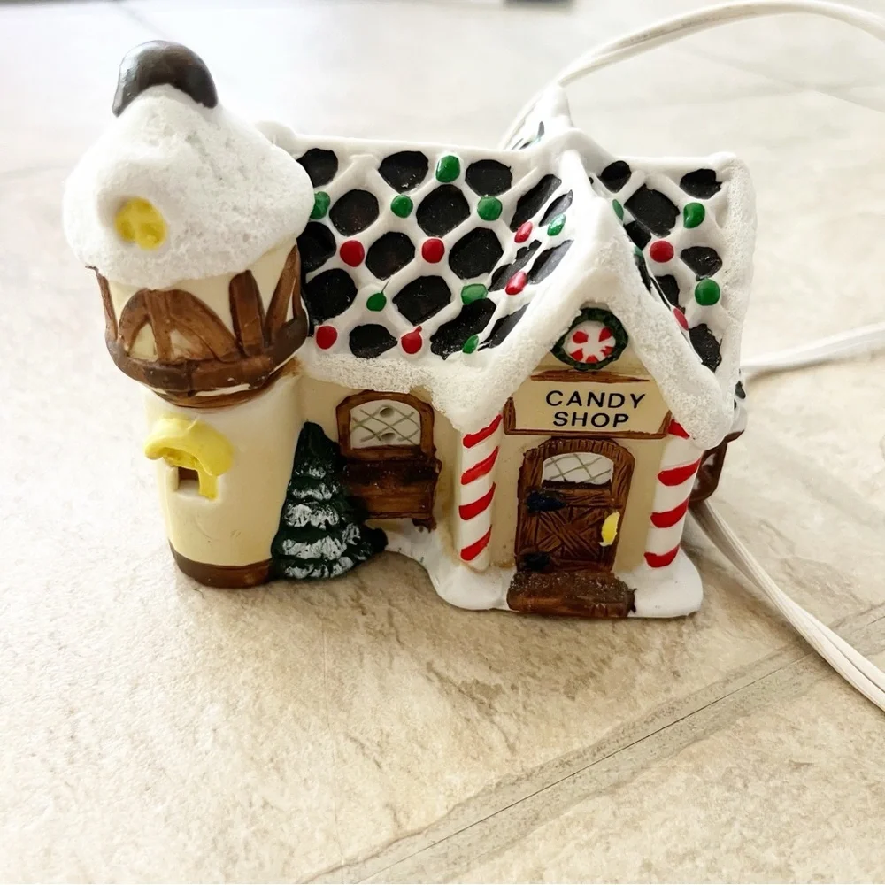 1994 Christmas Hand Painted Porcelain Bisque Santa's Village Candy Shop